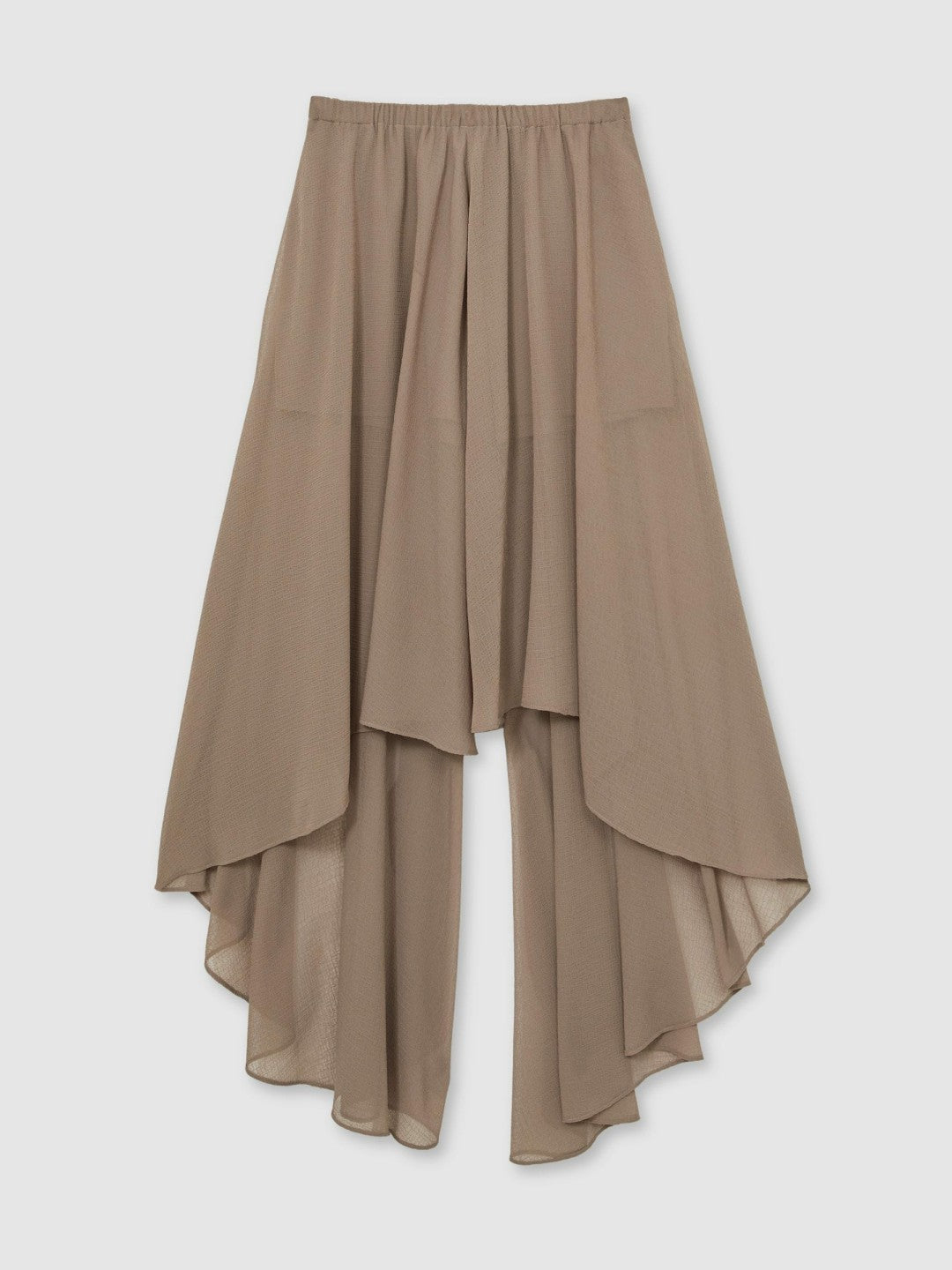 Petite Sheer-Overlay High-Low Shorts in Mink Neutral