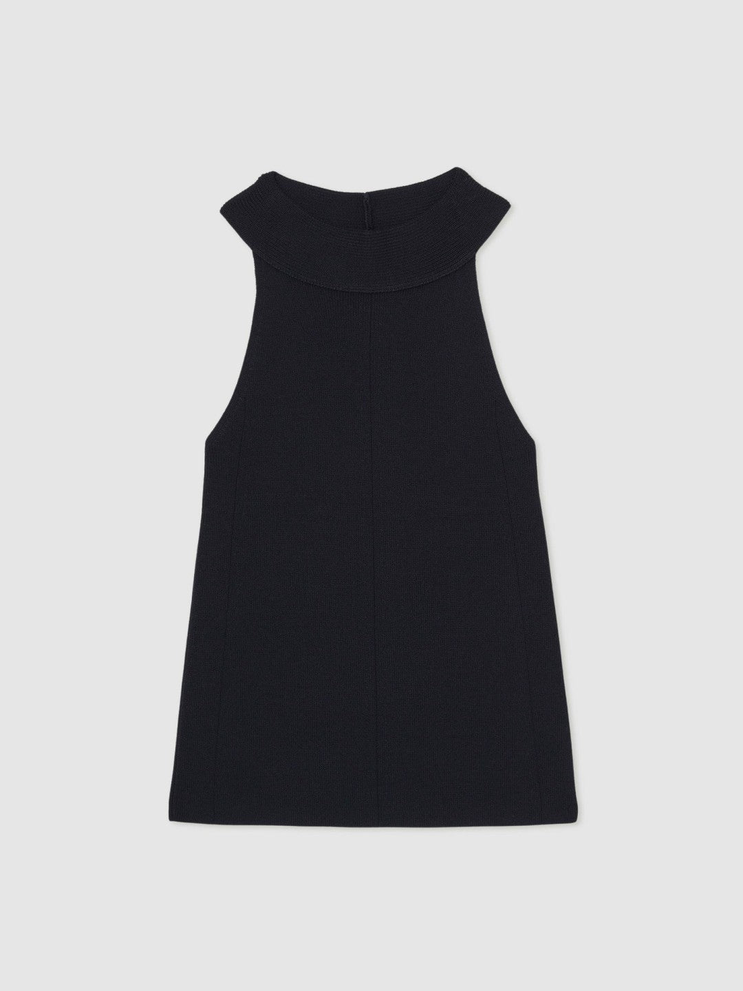 Rib Knit High Neck Vest in Navy