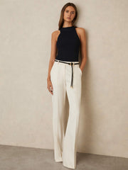 Rib Knit High Neck Vest in Navy
