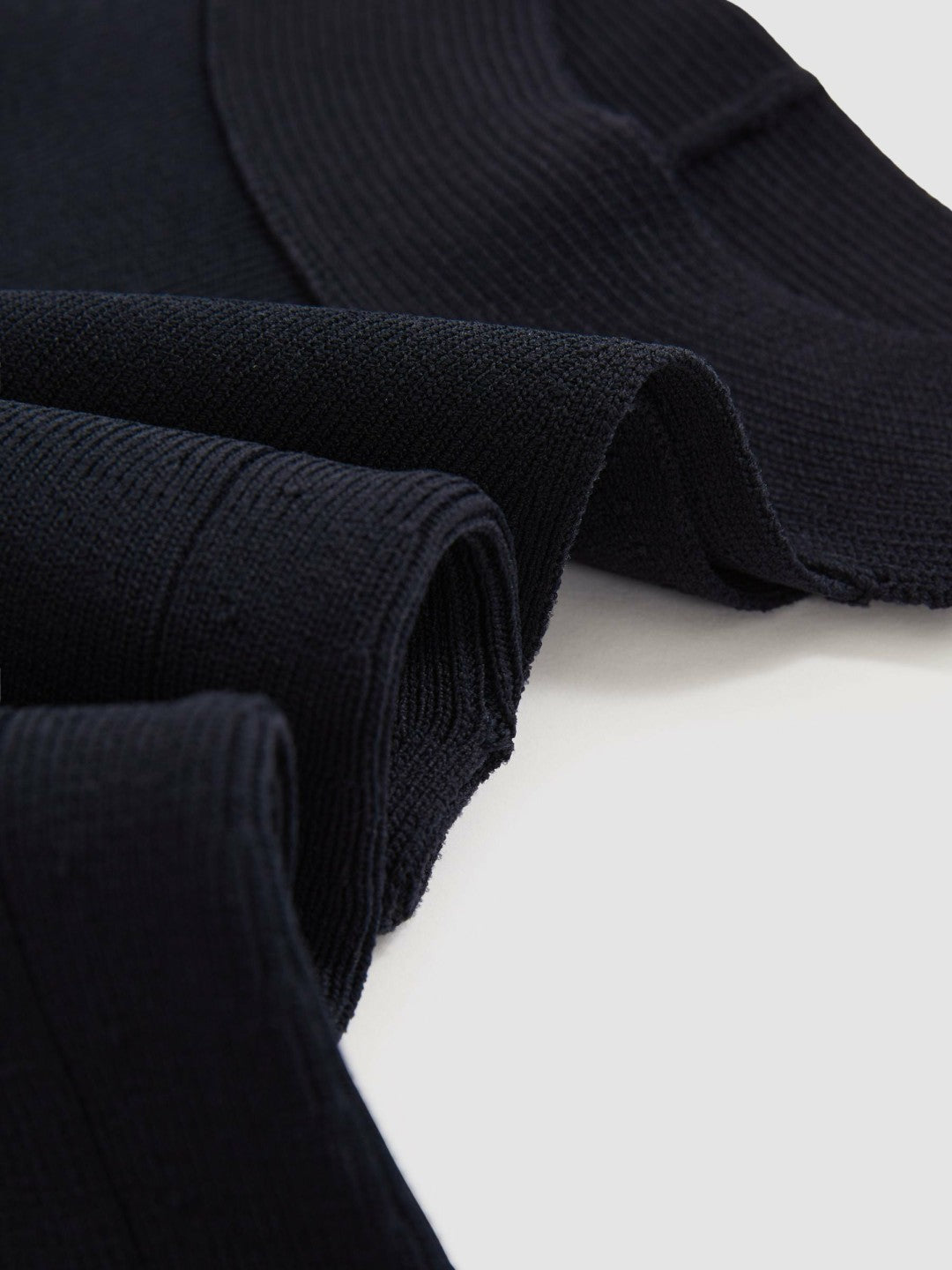 Rib Knit High Neck Vest in Navy