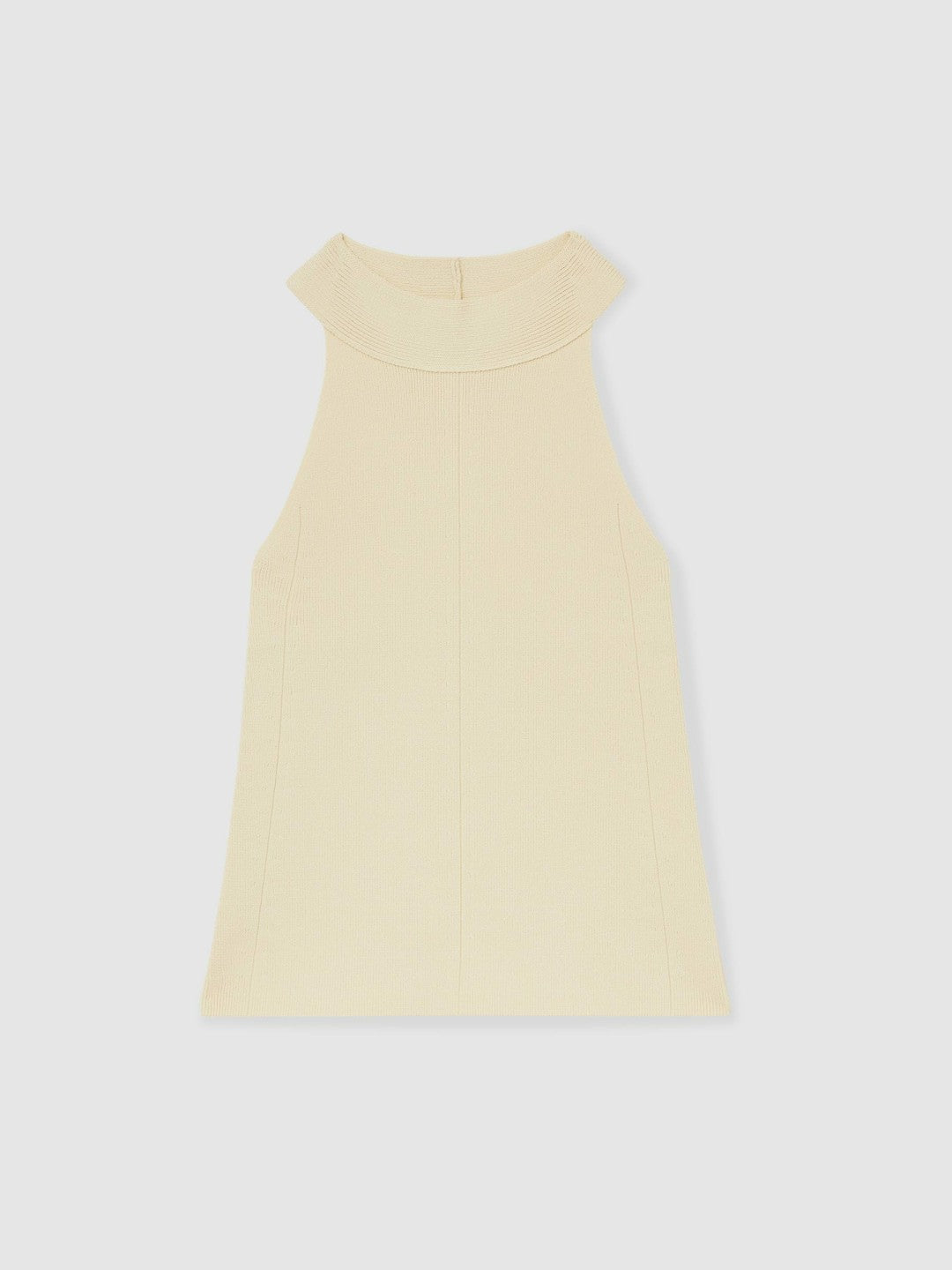 Rib Knit High Neck Vest in Ivory