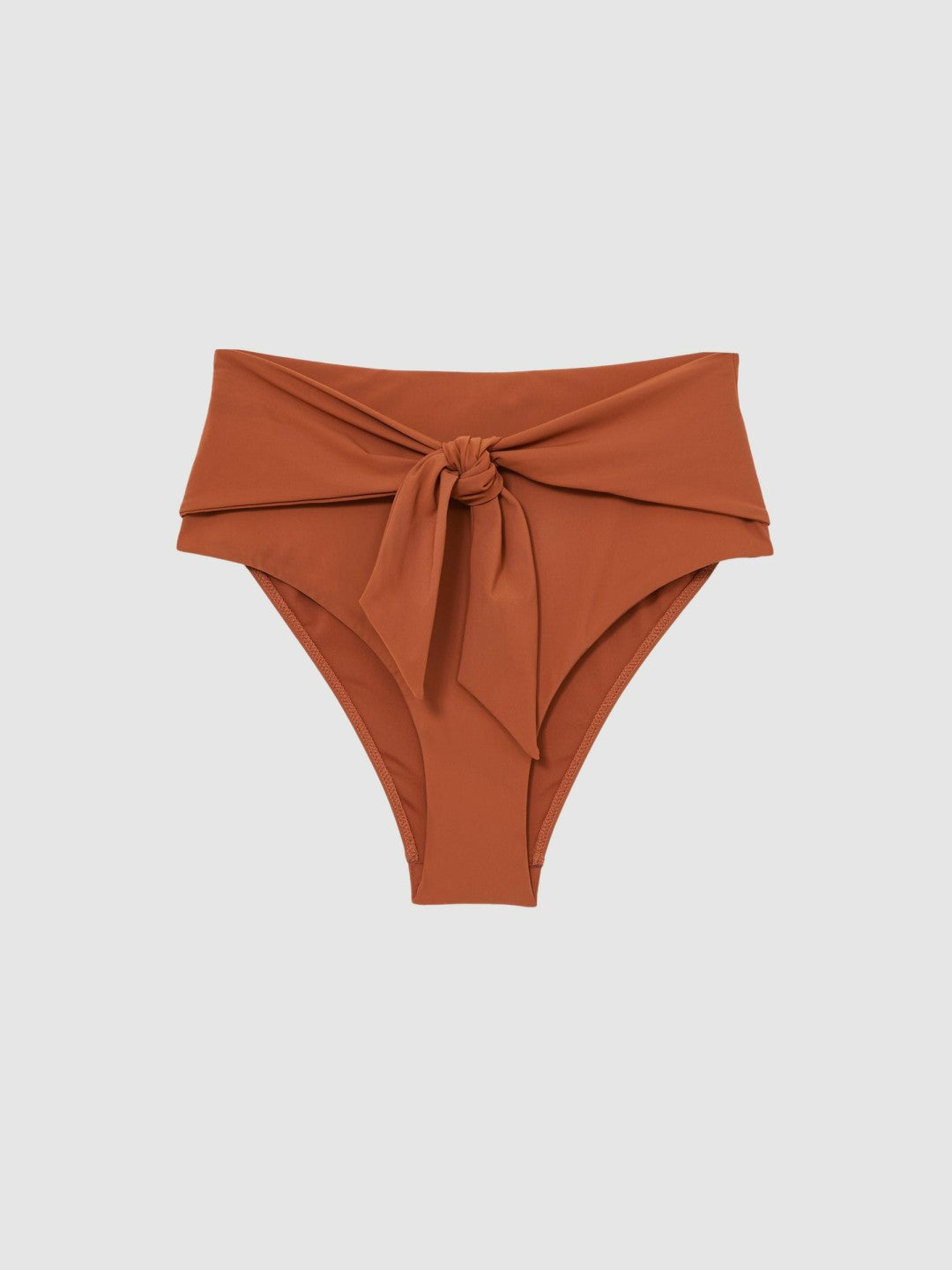 High Waist Tie Front Bikini Bottoms in Brown