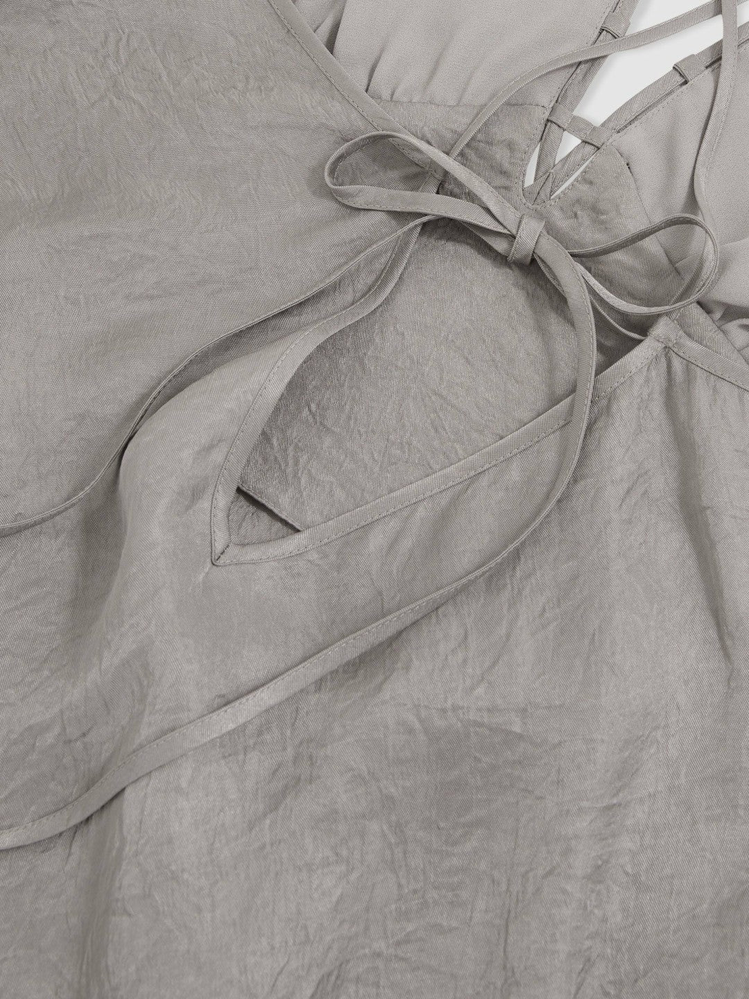 Crushed Satin Tie Back Slip Dress in Grey