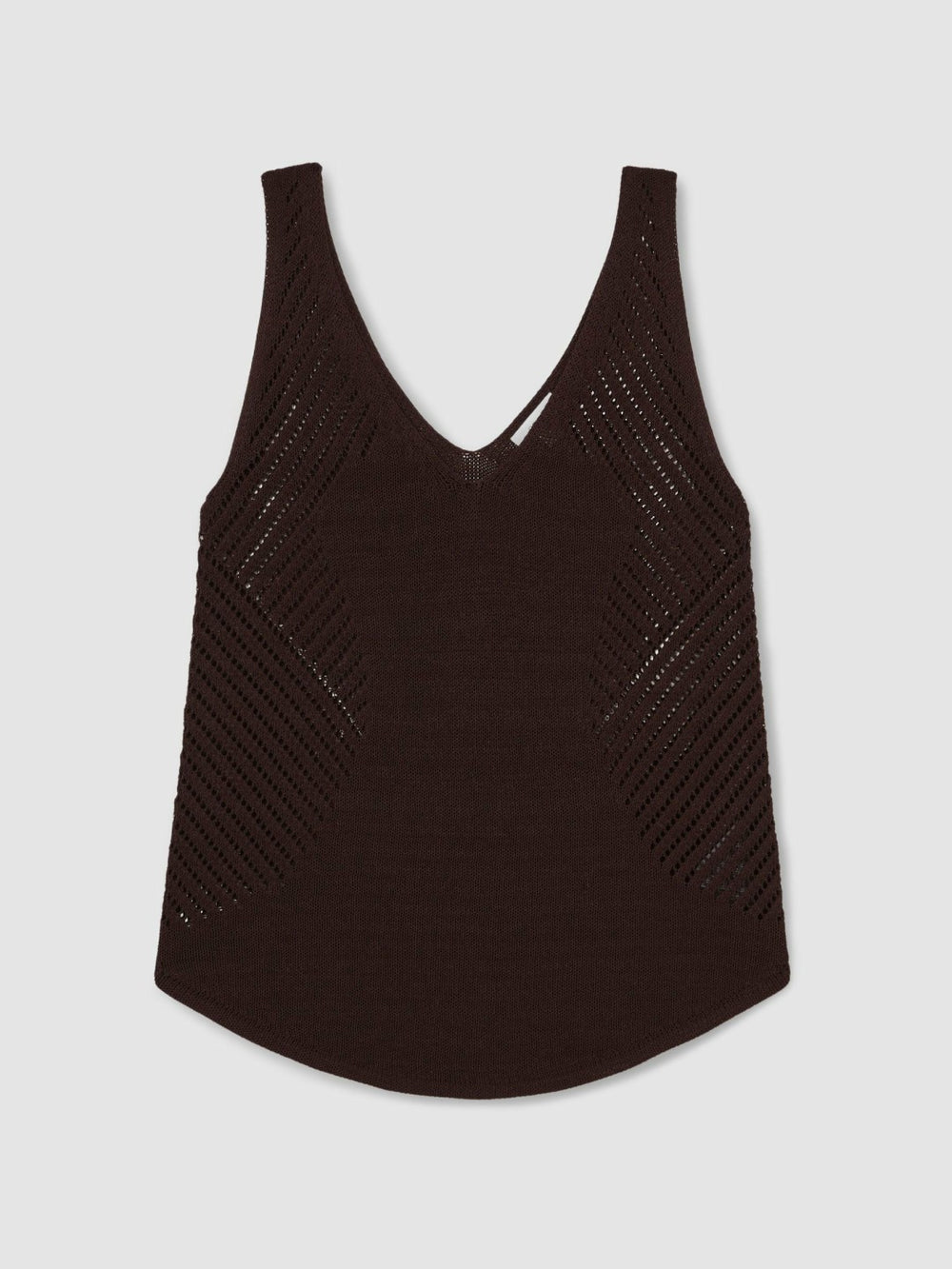 Cotton Blend Open Knit Vest in Chocolate Brown