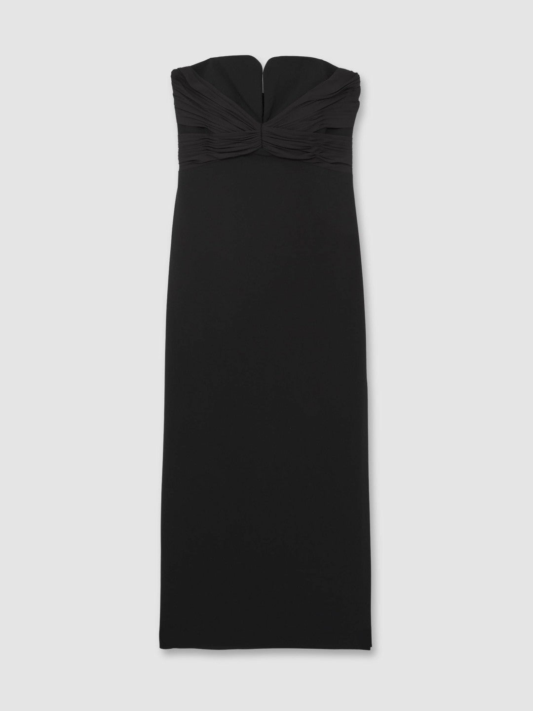 Halston Strapless Crepe Midi Dress in Black