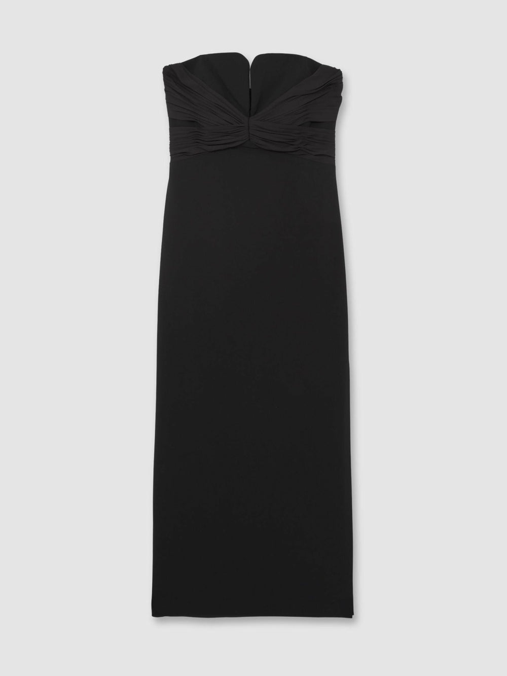 Halston Strapless Crepe Midi Dress in Black
