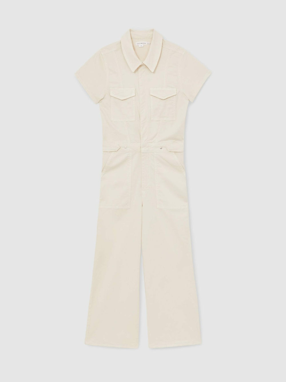 Good American Cotton Twill Jumpsuit with Stretch in Ecru
