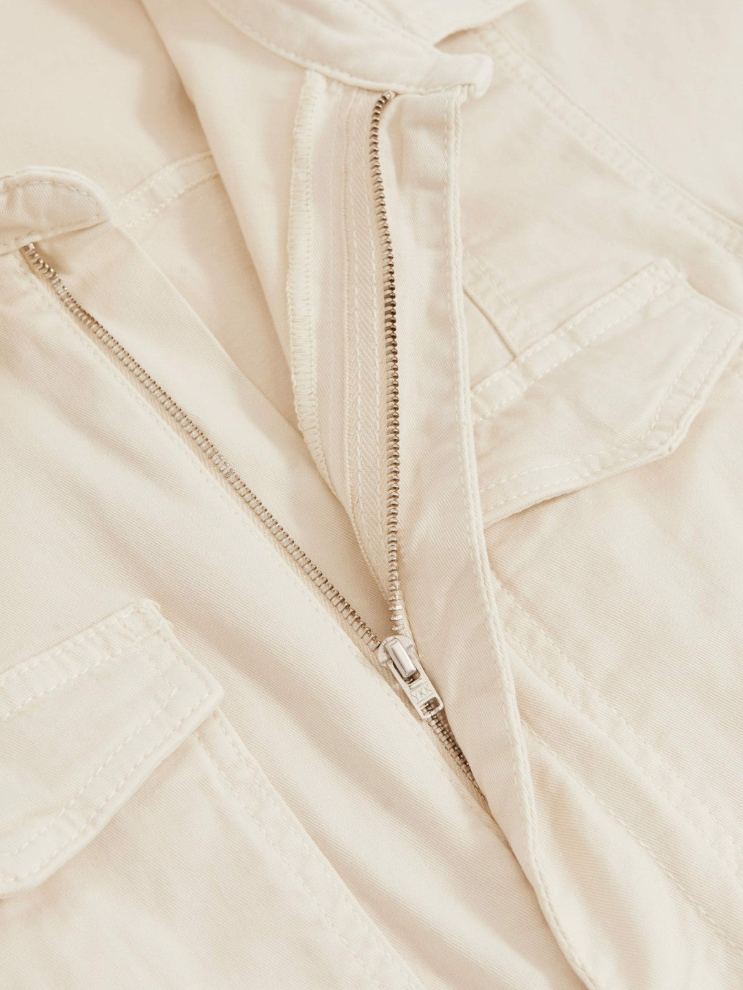 Good American Cotton Twill Jumpsuit with Stretch in Ecru