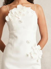 Acler Ivory Petal Detail Fitted Midi Dress in Ivory