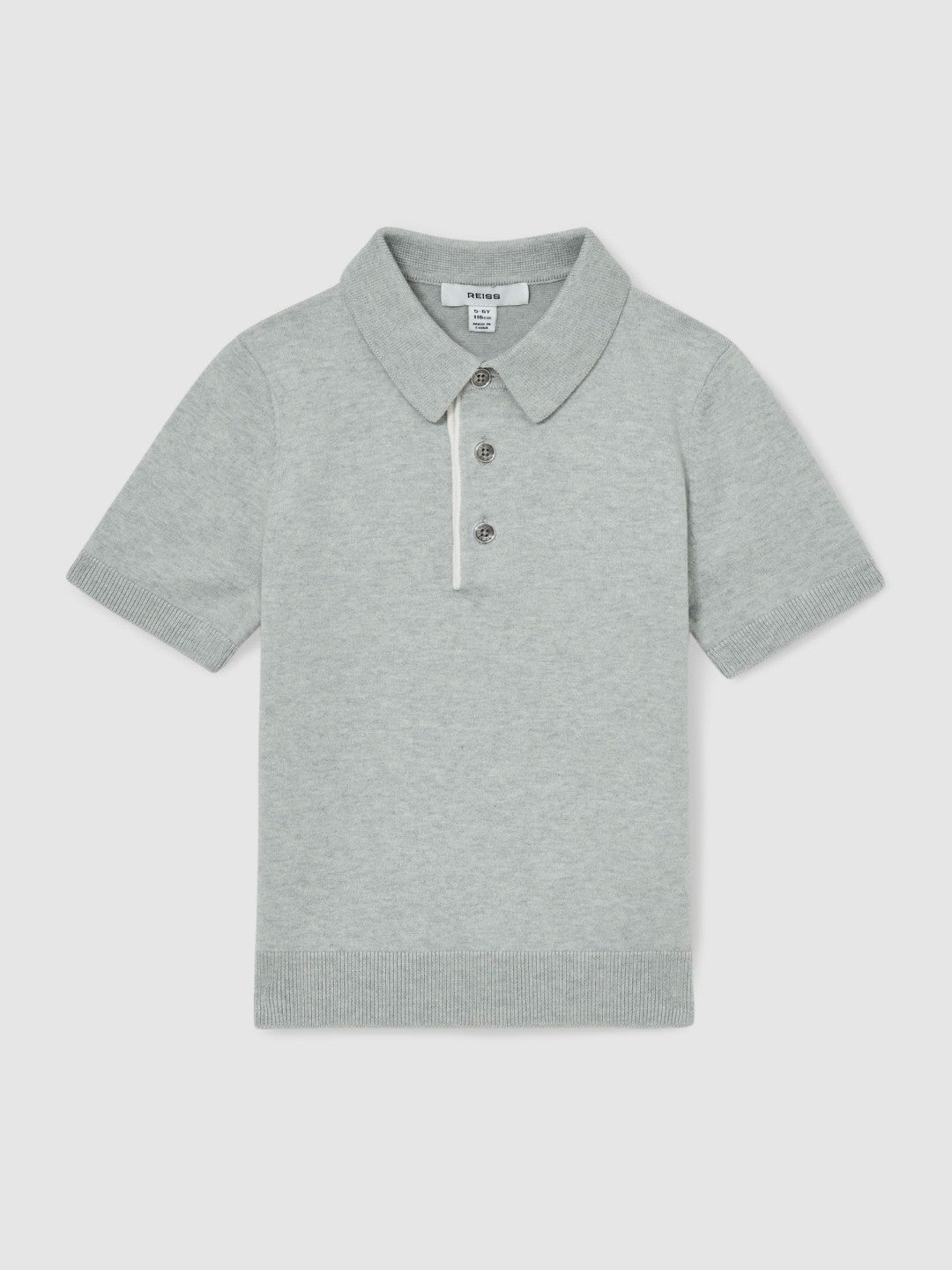 3-9 yrs Contrast Placket Polo Shirt With Cotton in Washed Sage