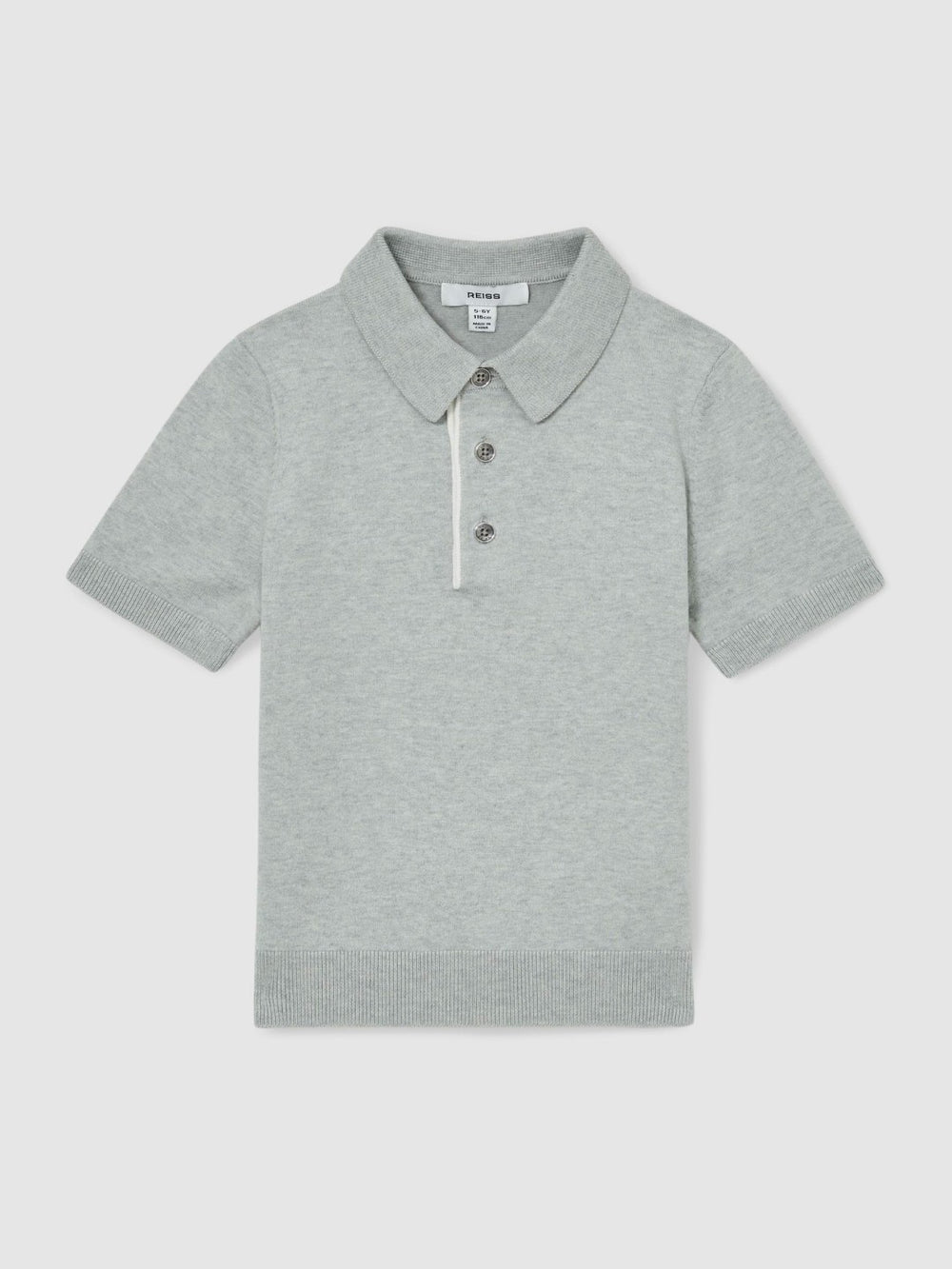 3-9 yrs Contrast Placket Polo Shirt With Cotton in Washed Sage