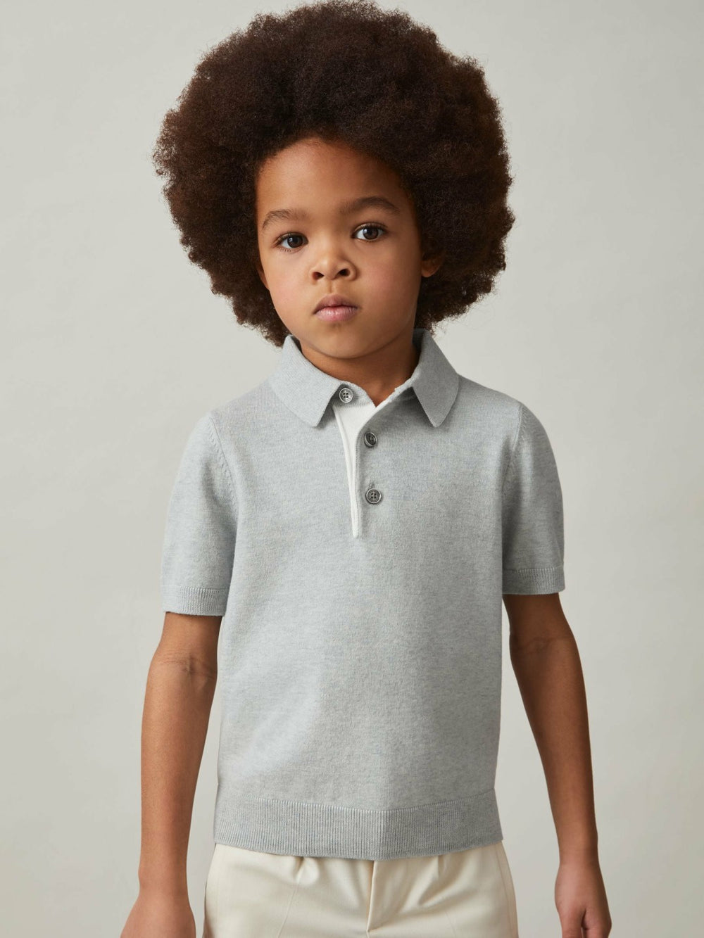 3-9 yrs Contrast Placket Polo Shirt With Cotton in Washed Sage