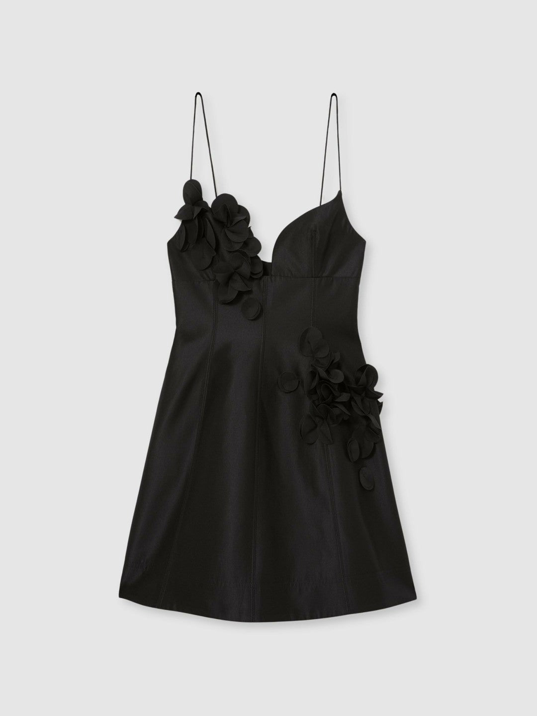 Acler Petal Detail Fitted Mini Black Dress in Black