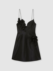 Acler Petal Detail Fitted Mini Black Dress in Black