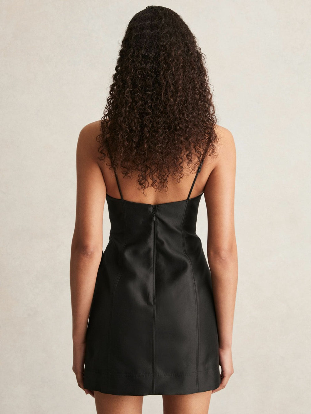 Acler Petal Detail Fitted Mini Black Dress in Black