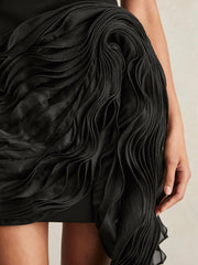 Acler Layered Ruffle Mini Black Dress in Black