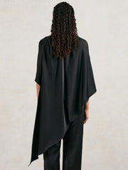 Halston Crepe Wide Leg Cape Jumpsuit in Black