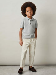 9-13 yrs Contrast Placket Polo Shirt With Cotton in Washed Sage