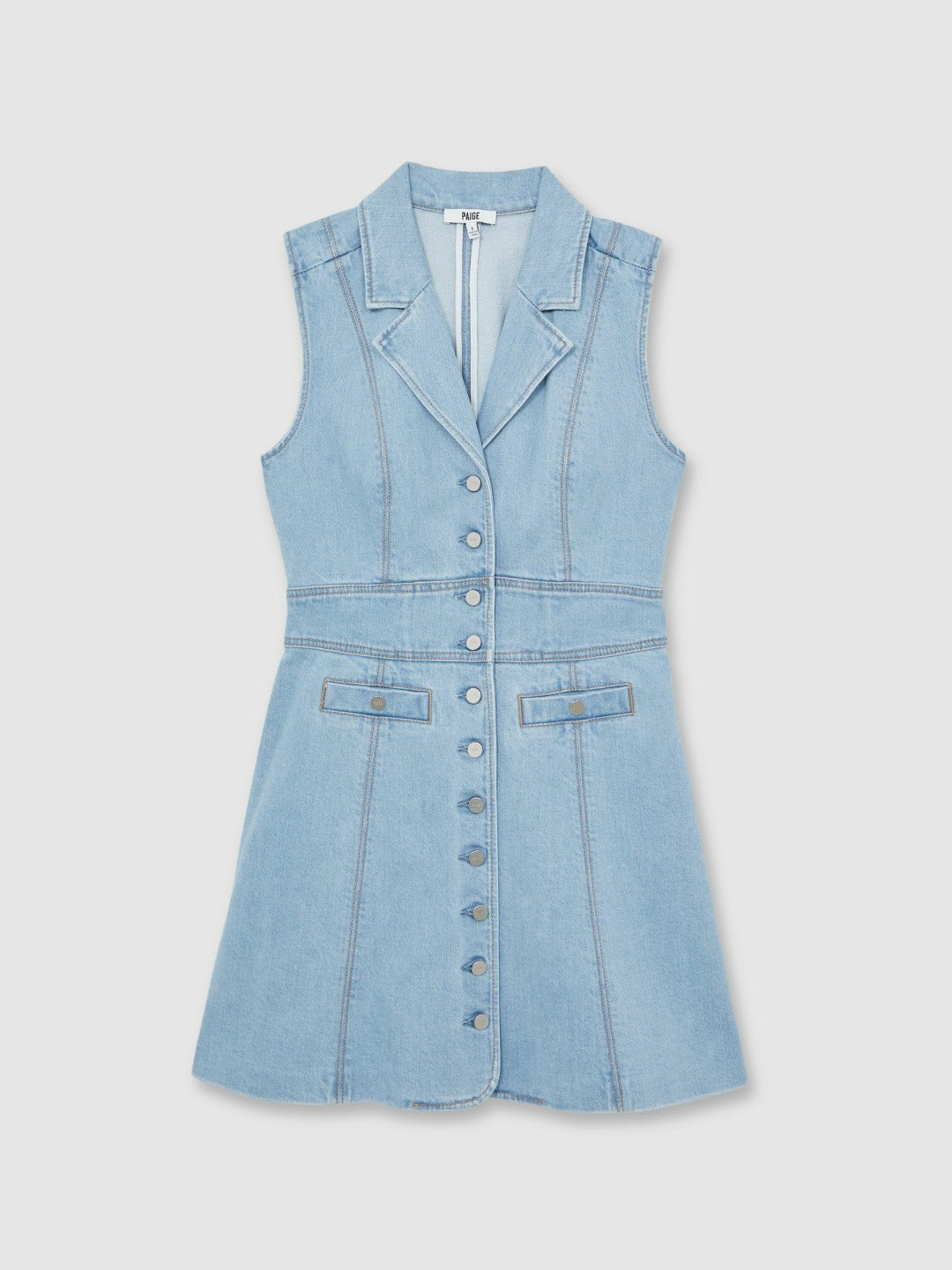 Paige Denim Button-Through Mini Dress in Jocelyn Blue