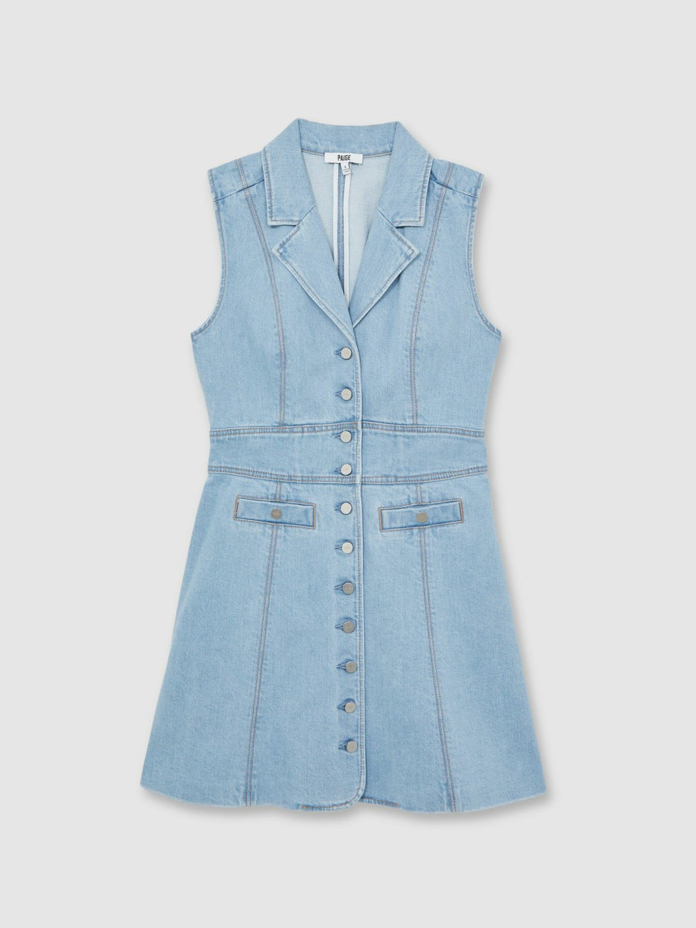 Paige Denim Button-Through Mini Dress in Jocelyn Blue