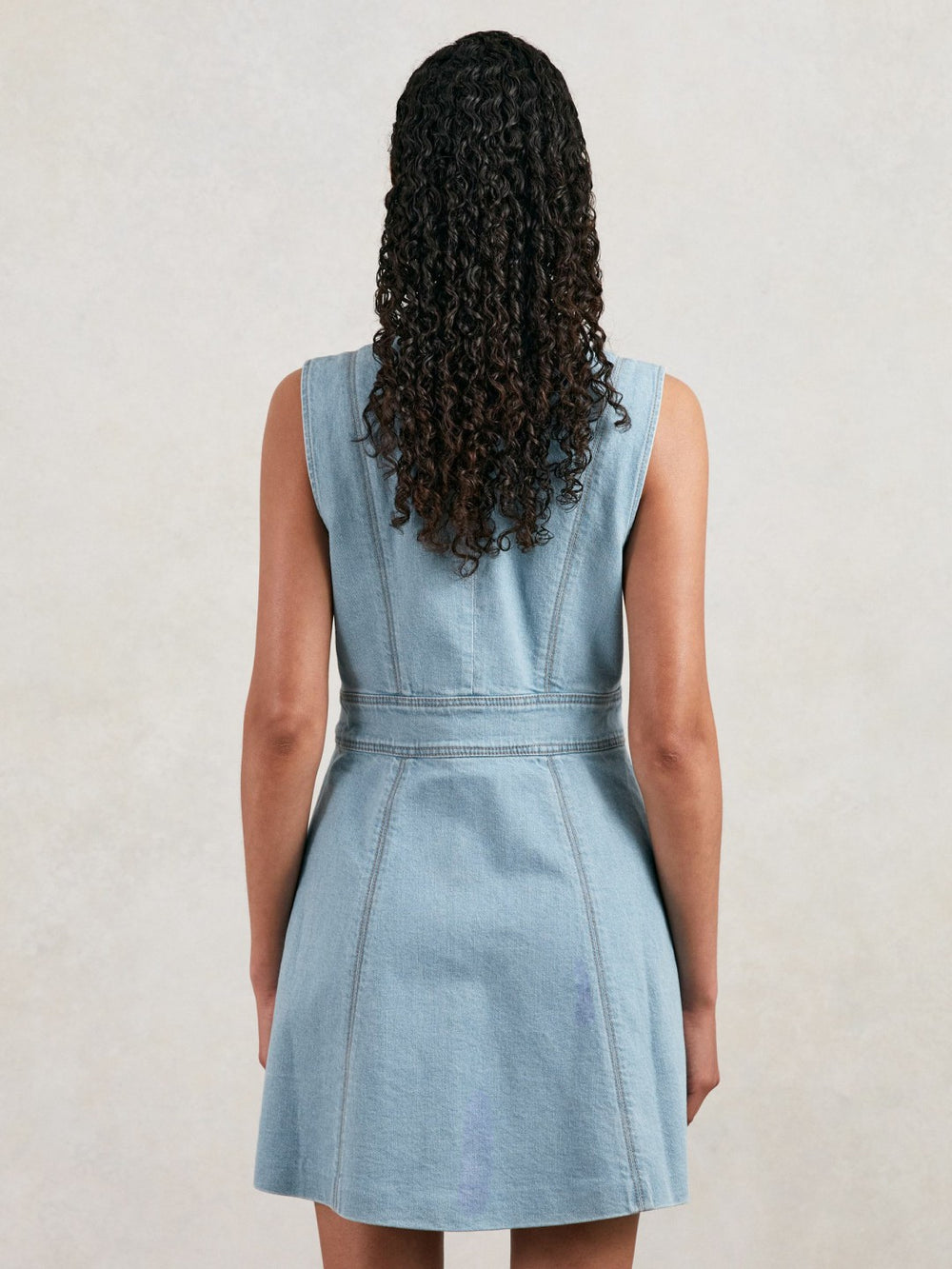 Paige Denim Button-Through Mini Dress in Jocelyn Blue