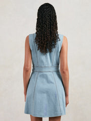 Paige Denim Button-Through Mini Dress in Jocelyn Blue