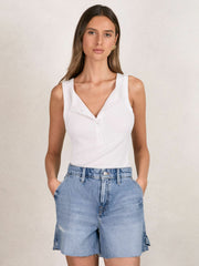 90S Long 100% Cotton Shorts in Indigo Blue