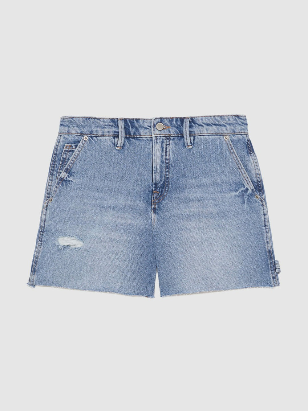 90S Long 100% Cotton Shorts in Indigo Blue