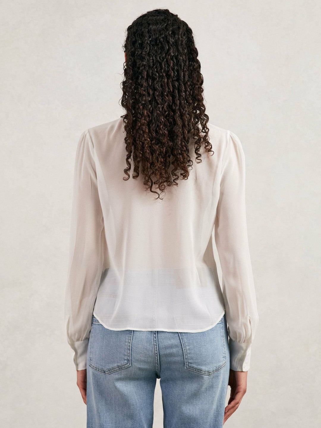 Paige Silk Georgette Ruffle Trim Shirt in White