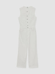 Paige Denim Straight Leg Jumpsuit in Ecru