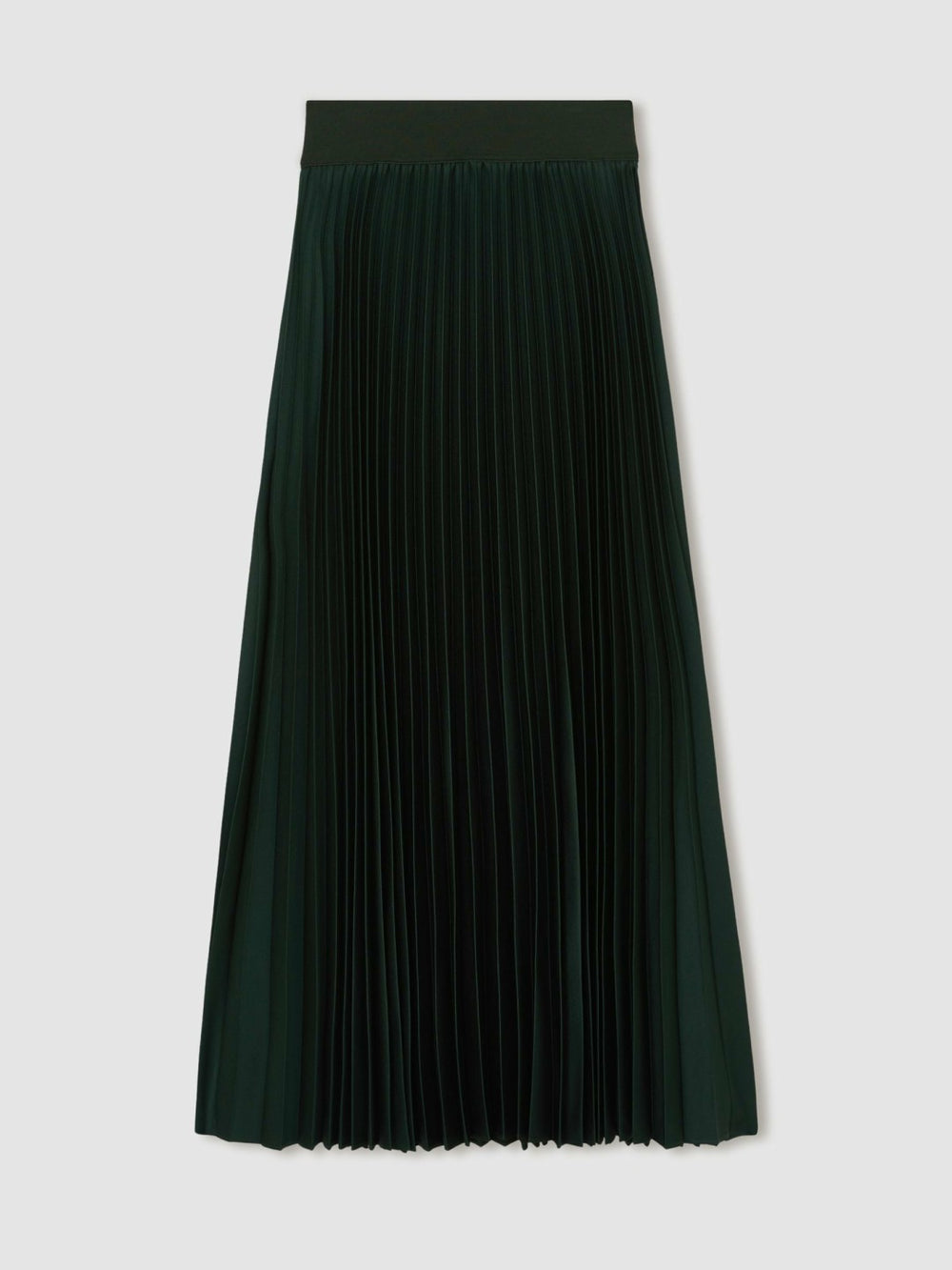 Pleated Midi Skirt in Dark Green