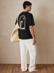 | Ché Cotton Palm-Print T-Shirt in Black