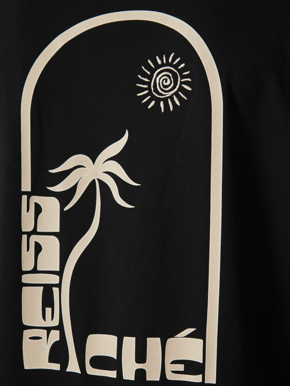 | Ché Cotton Palm-Print T-Shirt in Black
