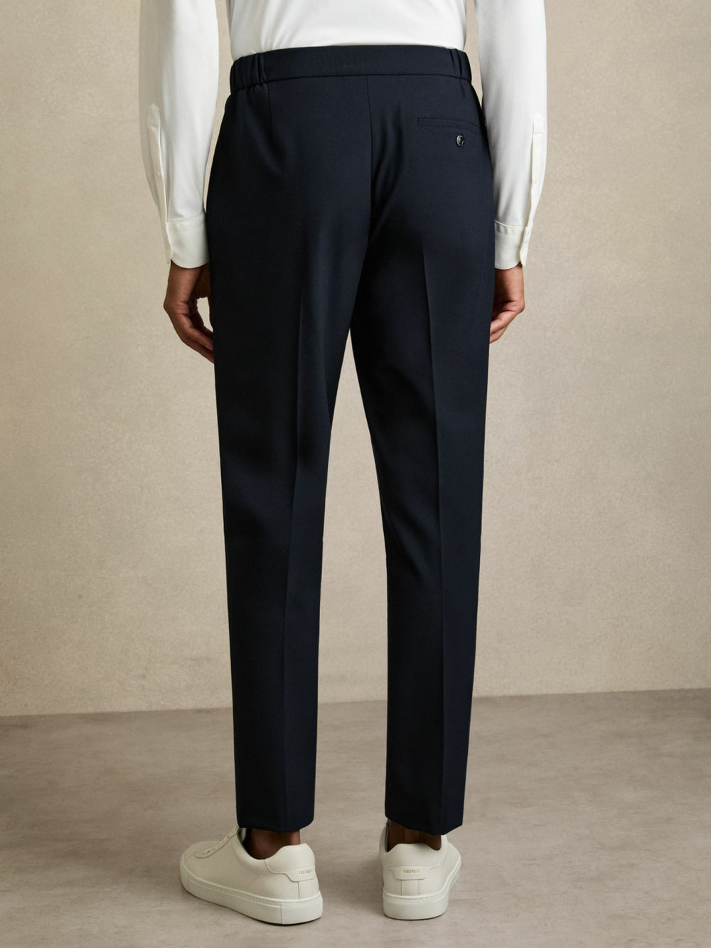 Slim-Fit Internal-Drawstring Trousers in Navy