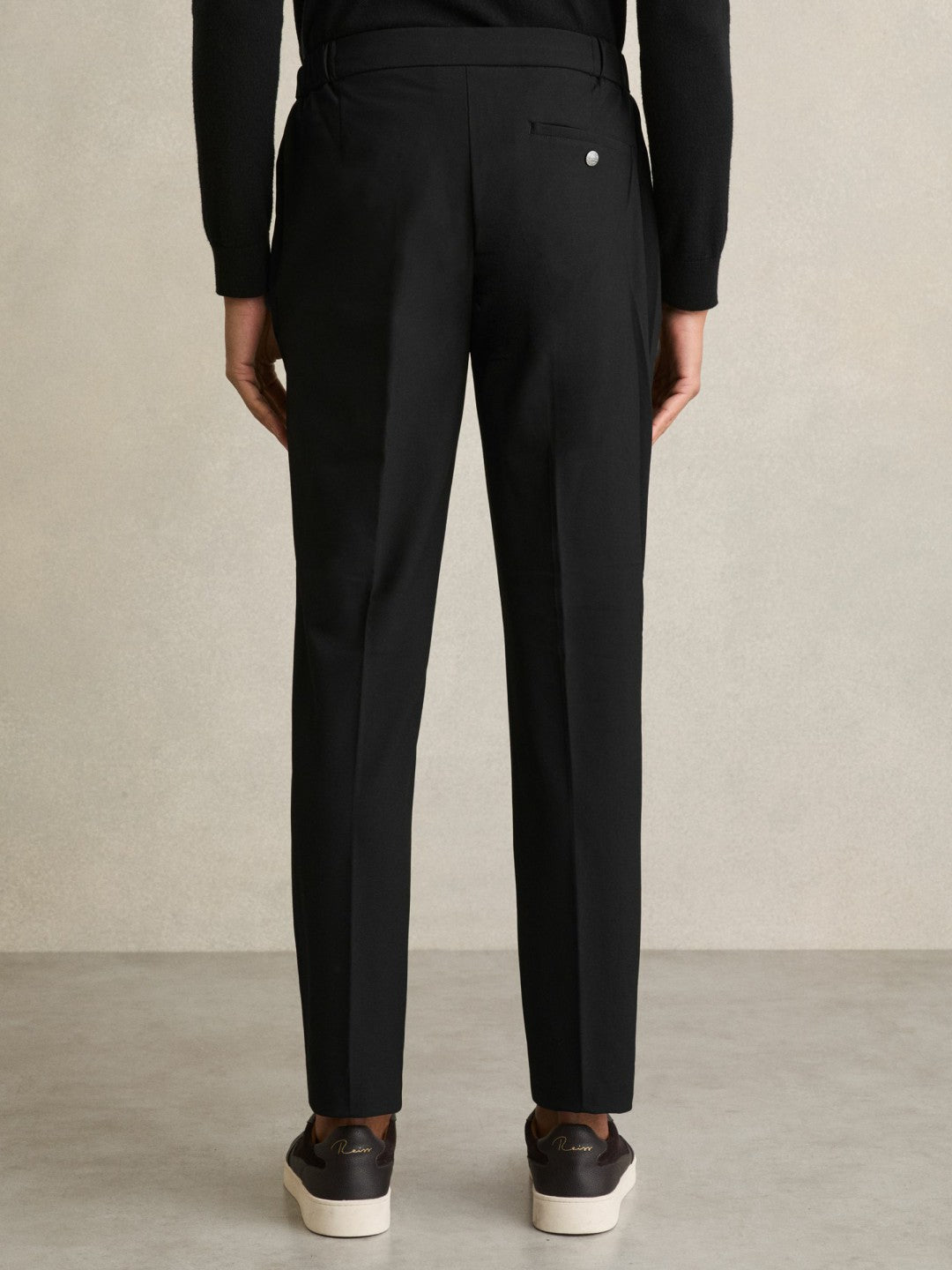 Slim-Fit Internal-Drawstring Trousers in Black