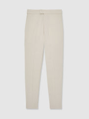 Slim-Fit Internal-Drawstring Trousers in Stone