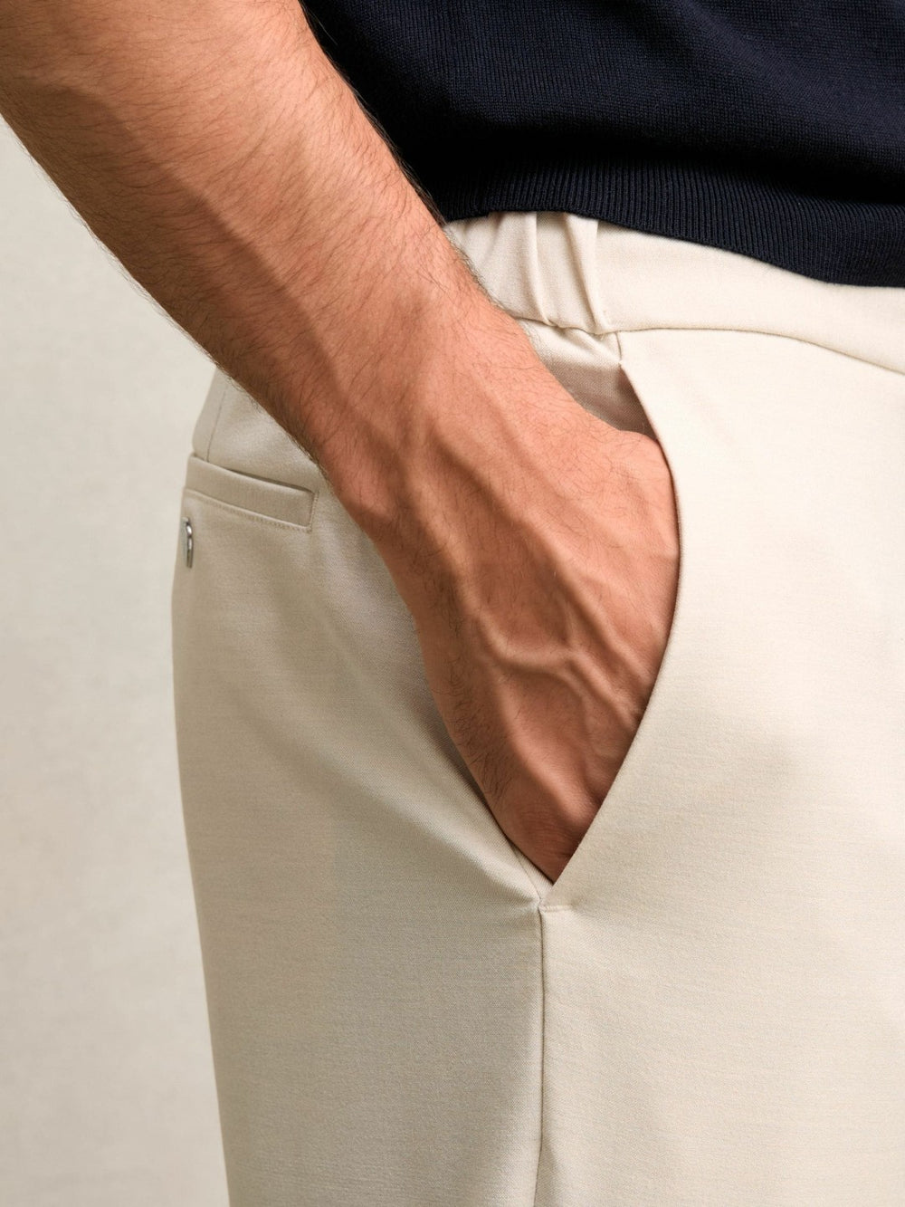 Slim-Fit Internal-Drawstring Trousers in Stone