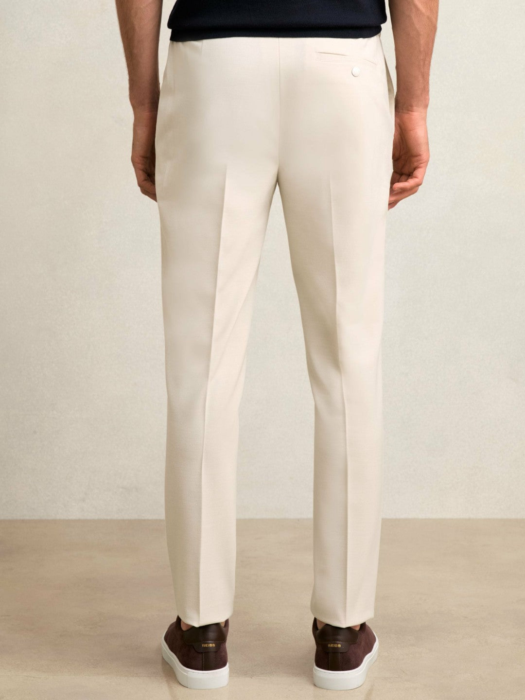 Slim-Fit Internal-Drawstring Trousers in Stone