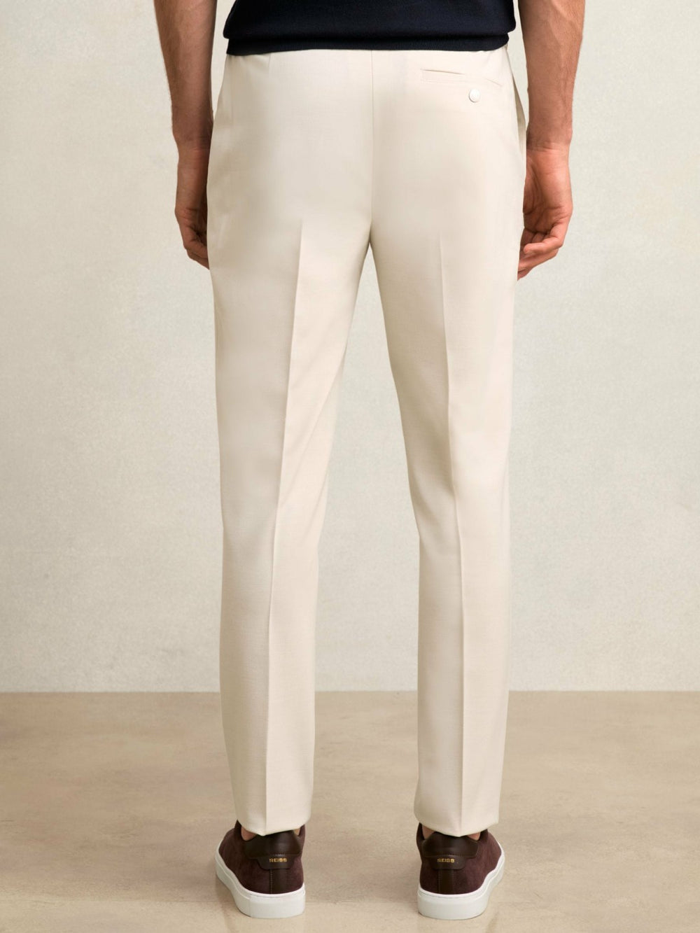 Slim-Fit Internal-Drawstring Trousers in Stone