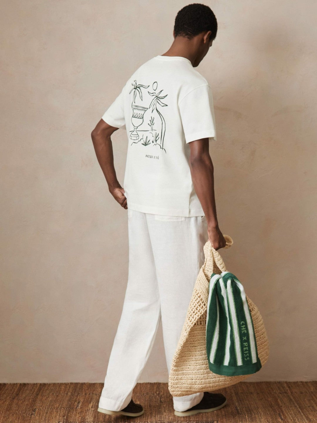 | Ché Cotton Palm-Tree T-Shirt in White