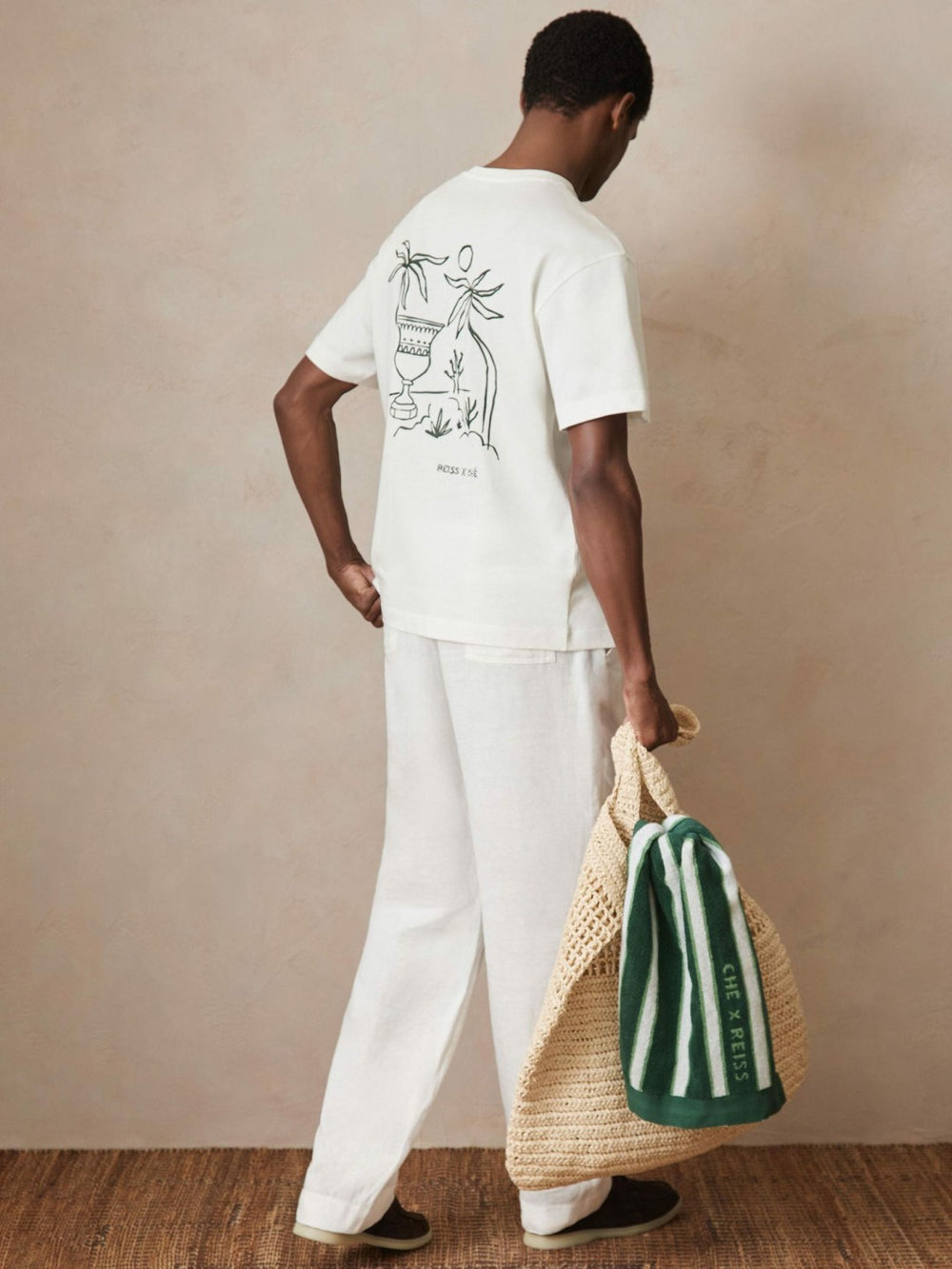 | Ché Cotton Palm-Tree T-Shirt in White