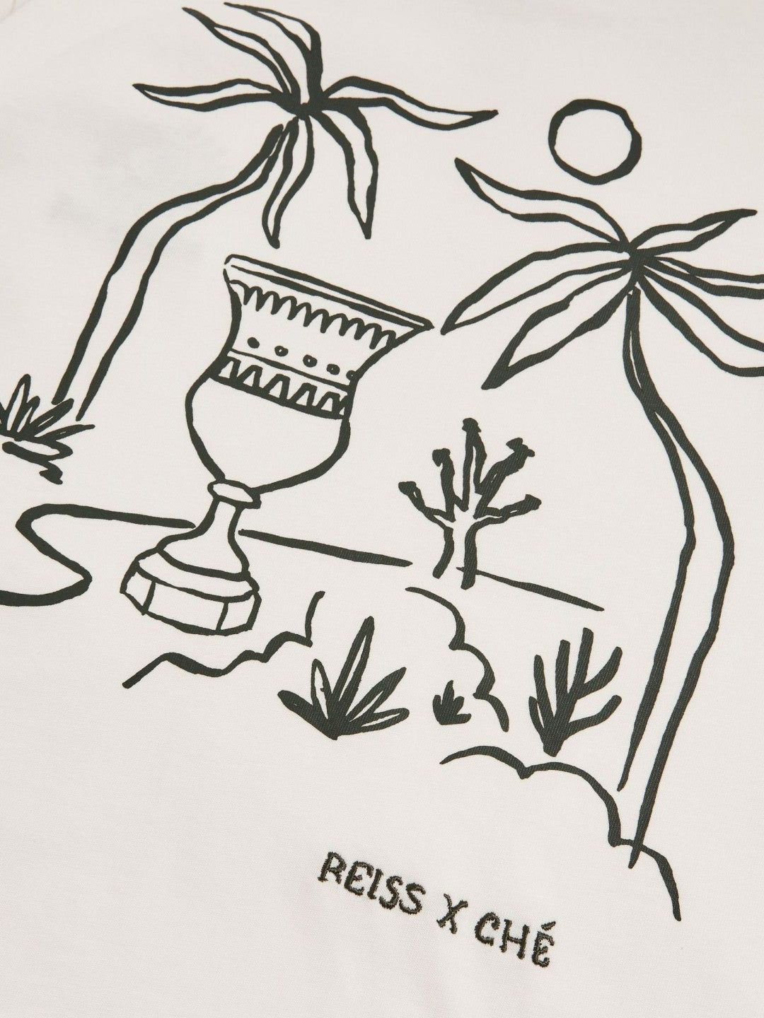 | Ché Cotton Palm-Tree T-Shirt in White