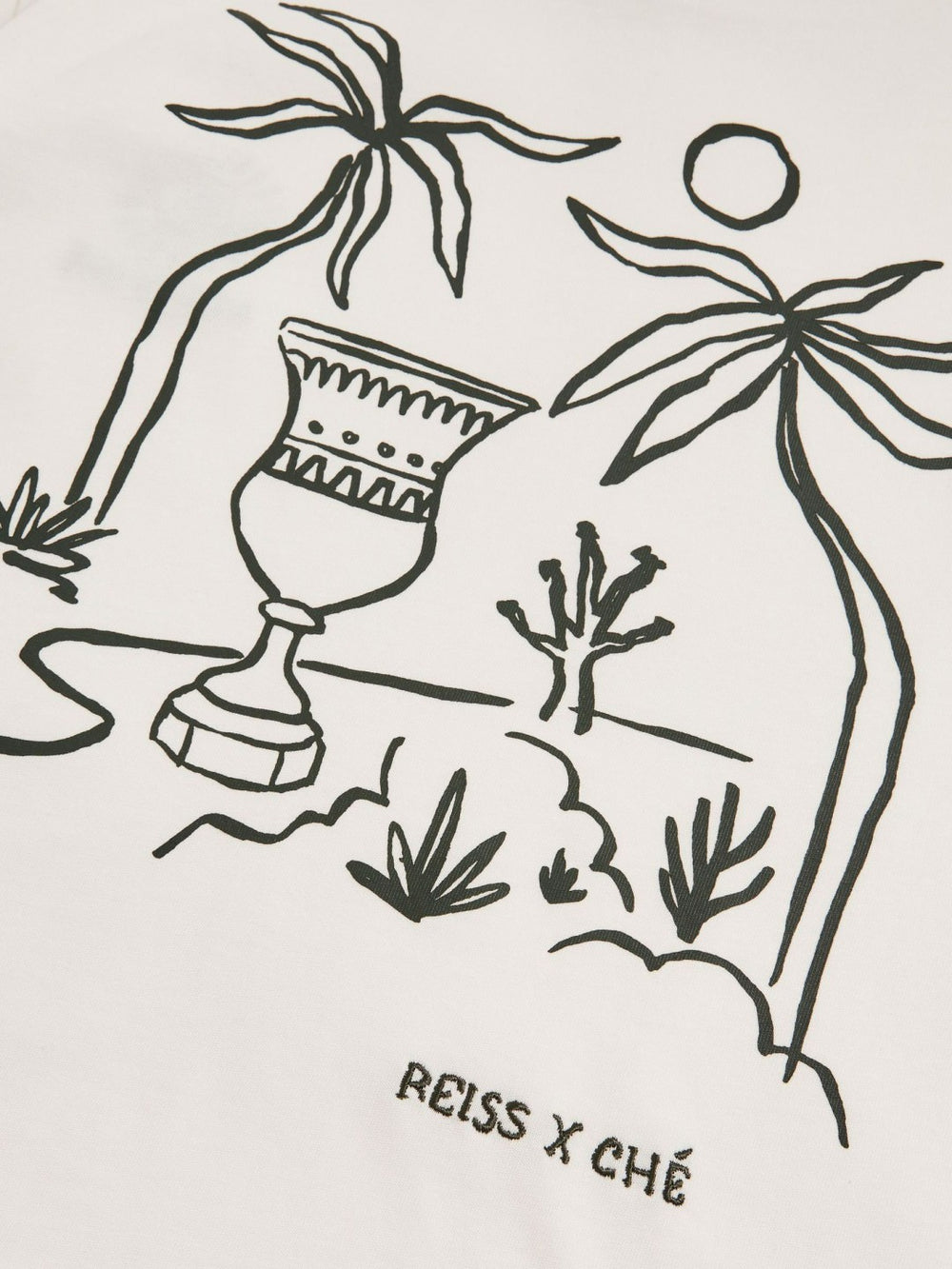 | Ché Cotton Palm-Tree T-Shirt in White