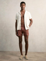 Cotton Blend Towelling Shirt in White