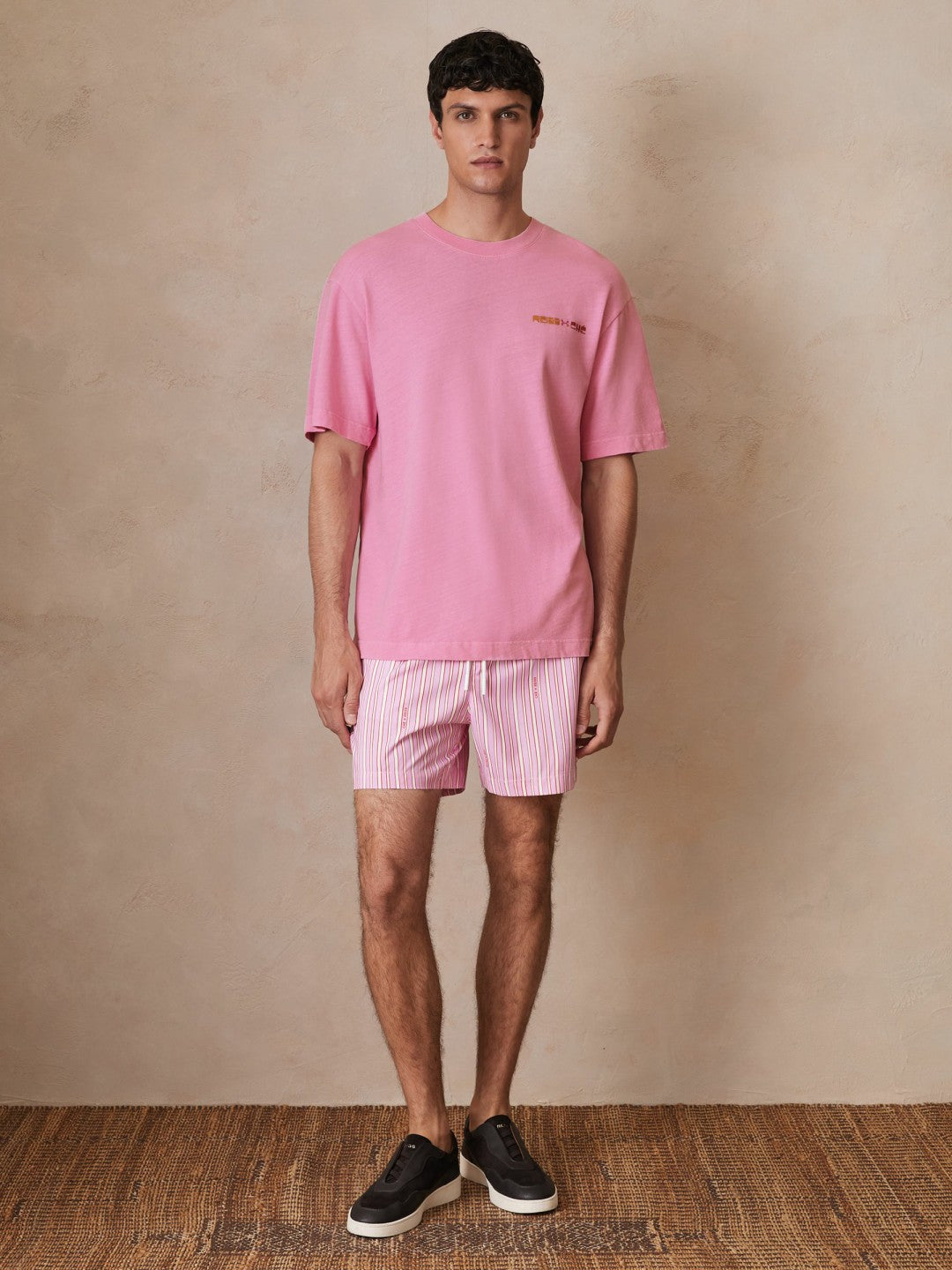 | Ché Cotton-Linen Sunset T-Shirt in Pink