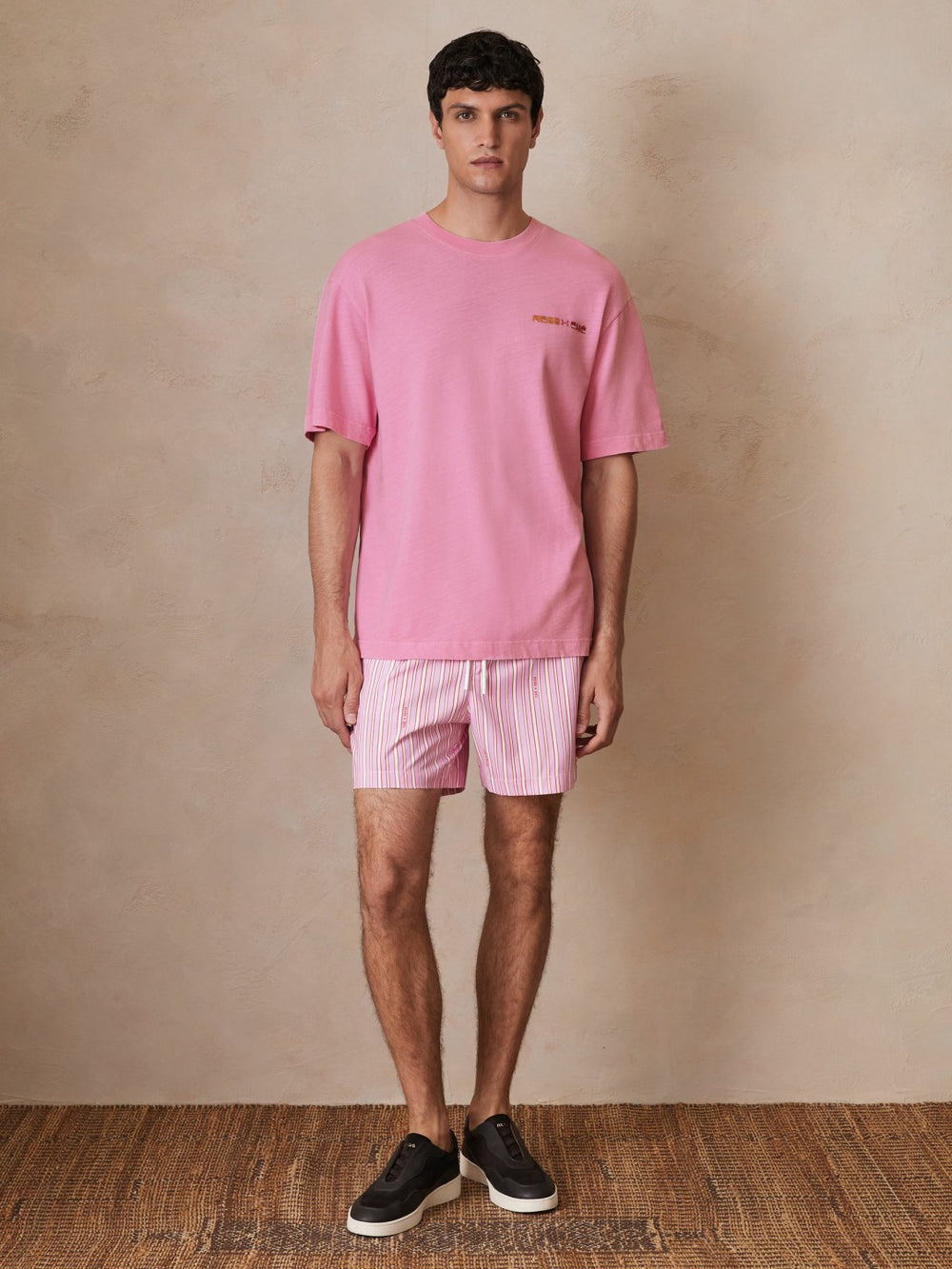 | Ché Cotton-Linen Sunset T-Shirt in Pink