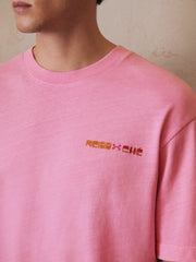 | Ché Cotton-Linen Sunset T-Shirt in Pink