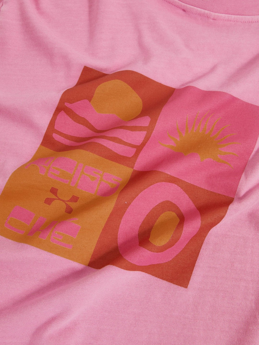 | Ché Cotton-Linen Sunset T-Shirt in Pink