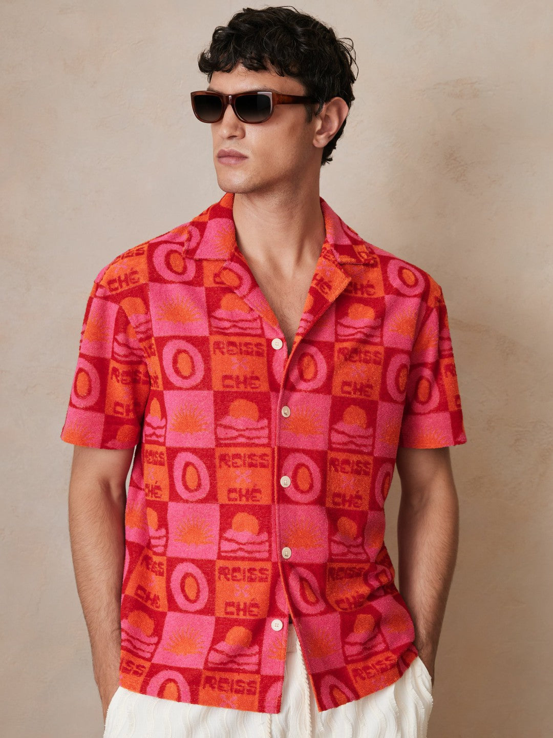 | Ché Sunset Towelling Shirt in Pink