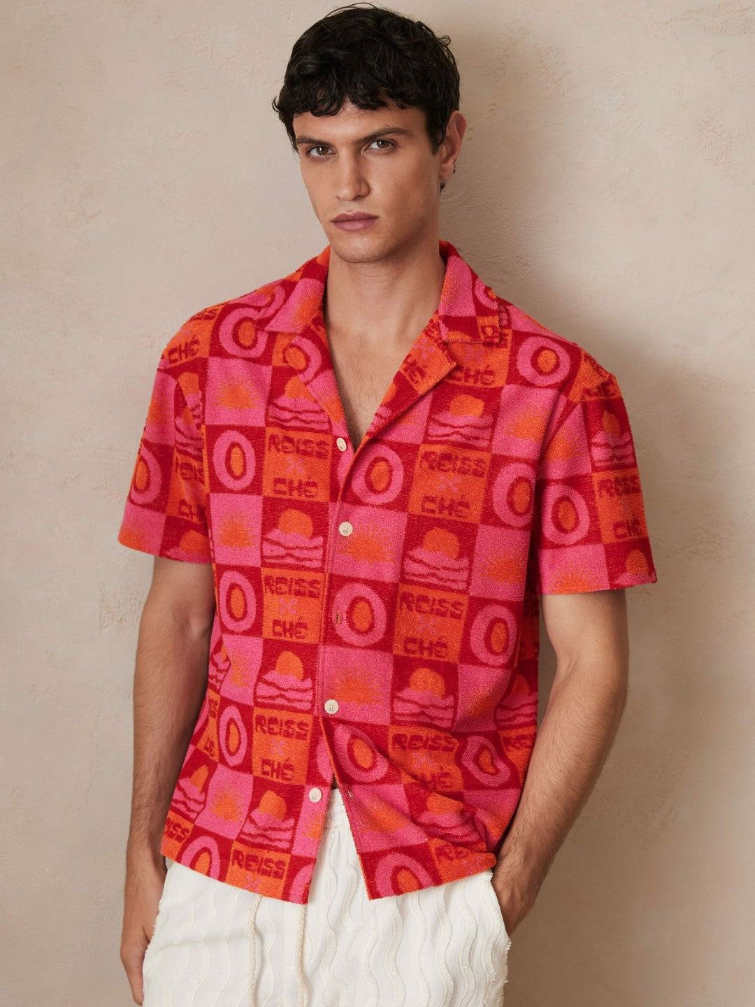 | Ché Sunset Towelling Shirt in Pink